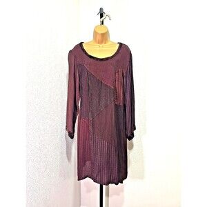 Sacred Threads Patchwork Boho Dress Peasant Prairie Brown Goblincore Forest Med